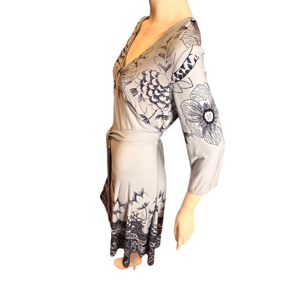 LEOTA New Perfect Wrap Dress Blue Bracelet Sleeve Large - Picture 4 of 12